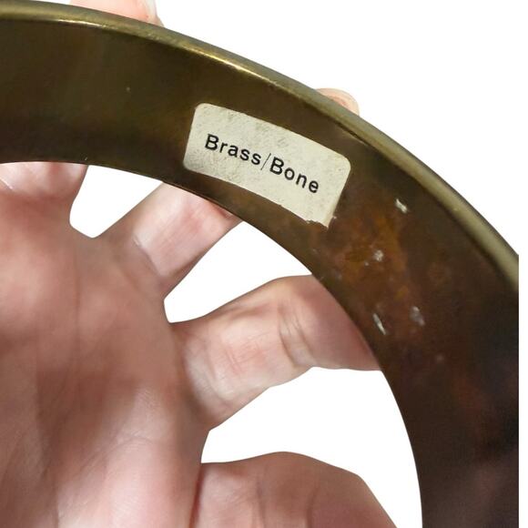 Bohemian Brass Bone Bracelet Chunky Wide Colorful Funky Artsy Bangle Hippie Cuff - Picture 7 of 8